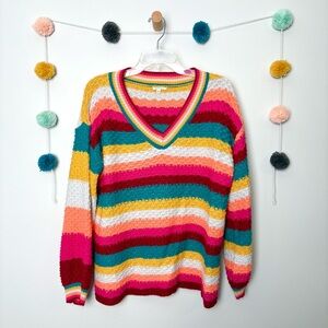 🌟Jodifl Striped Multicolor Vneck Sweater